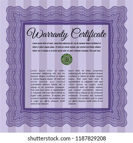Violet Retro vintage Warranty Certificate. Elegant design. Customizable, Easy to edit and change colors. With quality background. 