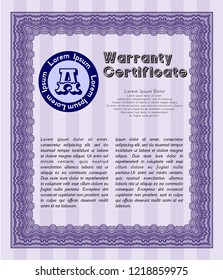 Violet Retro vintage Warranty Certificate. Easy to print. Sophisticated design. Customizable, Easy to edit and change colors. 
