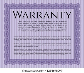 Violet Retro vintage Warranty Certificate. Lovely design. Customizable, Easy to edit and change colors. With complex background. 