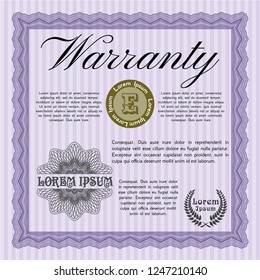 Violet Retro vintage Warranty Certificate. Elegant design. Detailed. With complex background. 