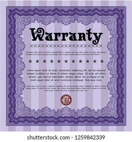 Violet Retro vintage Warranty Certificate. Money Pattern. Easy to print. Customizable, Easy to edit and change colors. 