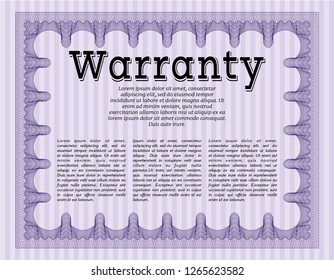 Violet Retro vintage Warranty Certificate. Money style design. Vector illustration. Complex background. 