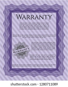 Violet Retro vintage Warranty Certificate. With great quality guilloche pattern. Detailed. Lovely design. 