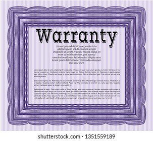 Violet Retro vintage Warranty Certificate. Excellent design. Customizable, Easy to edit and change colors. With linear background. 