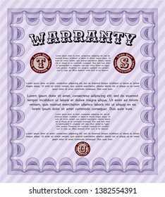 Violet Retro vintage Warranty Certificate. Artistry design. Detailed. Easy to print. 