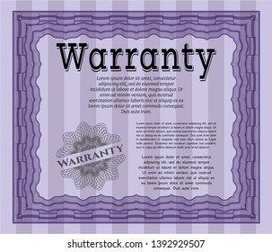 Violet Retro vintage Warranty Certificate. Easy to print. Detailed. Good design. 