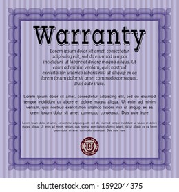 Violet Retro vintage Warranty Certificate. Easy to print. Customizable, Easy to edit and change colors. Artistry design. 