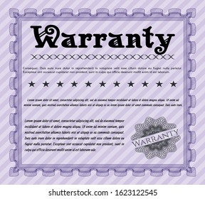 Violet Retro vintage Warranty Certificate. With complex linear background. Superior design. Detailed. 