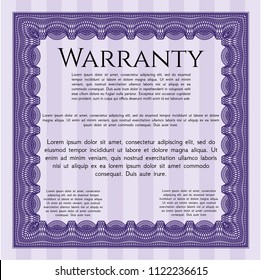 Violet Retro Warranty Certificate template. With guilloche pattern and background. Lovely design. Customizable, Easy to edit and change colors. 