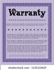 Violet Retro Warranty Certificate template. Detailed. Easy to print. Cordial design. 