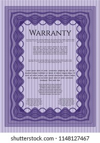 Violet Retro Warranty Certificate template. Beauty design. With quality background. Customizable, Easy to edit and change colors. 