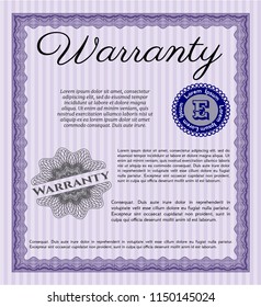 Violet Retro Warranty Certificate template. Modern design. Customizable, Easy to edit and change colors. With great quality guilloche pattern. 