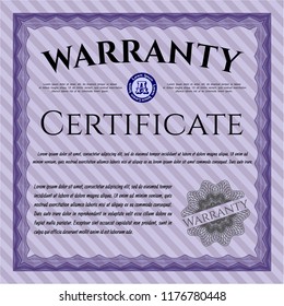 Violet Retro Warranty Certificate template. Printer friendly. Nice design. Detailed. 