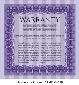 Violet Retro Warranty Certificate template. Easy to print. Customizable, Easy to edit and change colors. Beauty design. 