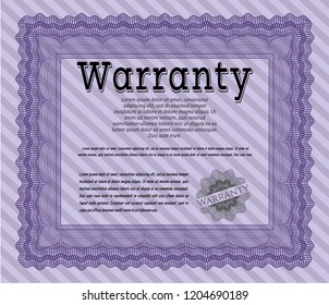 Violet Retro Warranty Certificate template. Retro design. Customizable, Easy to edit and change colors. With linear background. 