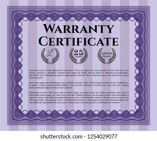 Violet Retro Warranty Certificate template. Excellent design. Customizable, Easy to edit and change colors. With quality background. 