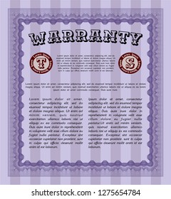 Violet Retro Warranty Certificate template. With linear background. Customizable, Easy to edit and change colors. Sophisticated design. 