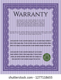 Violet Retro Warranty Certificate template. Easy to print. Customizable, Easy to edit and change colors. Superior design. 