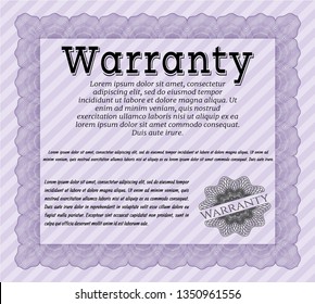 Violet Retro Warranty Certificate template. Customizable, Easy to edit and change colors. With quality background. Nice design. 