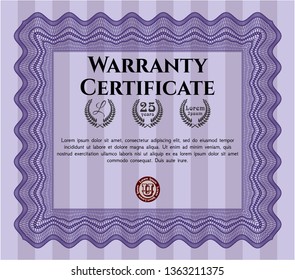 Violet Retro Warranty Certificate template. Good design. Customizable, Easy to edit and change colors. Printer friendly. 