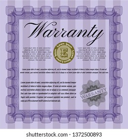 Violet Retro Warranty Certificate template. With quality background. Perfect design. Vector illustration. 