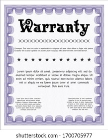 Violet Retro Warranty Certificate template. With guilloche pattern. Artistry design. Detailed. 