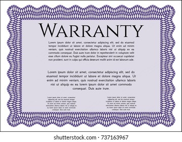 Violet Retro Warranty Certificate template. With complex background. Customizable, Easy to edit and change colors. Elegant design. 