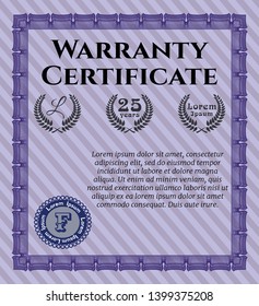 Violet Retro Warranty template. Artistry design. With background. Customizable, Easy to edit and change colors. 
