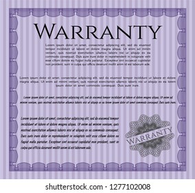 Violet Retro Warranty template. With background. Modern design. Customizable, Easy to edit and change colors. 