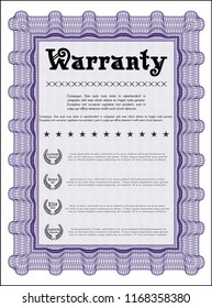 Violet Retro Warranty template. With complex linear background. Customizable, Easy to edit and change colors. Superior design. 