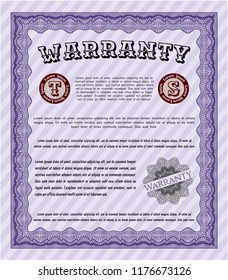 Violet Retro Warranty template. With complex linear background. Excellent design. Customizable, Easy to edit and change colors. 