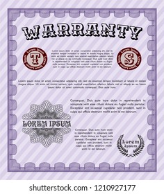 Violet Retro Warranty template. With complex background. Elegant design. Vector illustration. 