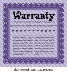 Violet Retro Warranty template. With complex linear background. Customizable, Easy to edit and change colors. Nice design. 