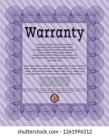 Violet Retro Warranty template. With complex background. Lovely design. Customizable, Easy to edit and change colors. 