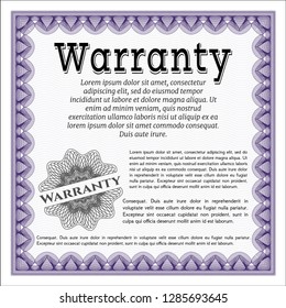 Violet Retro Warranty template. With complex background. Customizable, Easy to edit and change colors. Sophisticated design. 