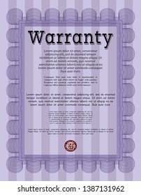Violet Retro Warranty template. Complex background. Customizable, Easy to edit and change colors. Cordial design. 