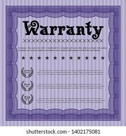 Violet Retro Warranty template. Complex background. Nice design. Customizable, Easy to edit and change colors. 