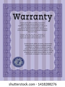Violet Retro Warranty template. With complex background. Nice design. Customizable, Easy to edit and change colors. 