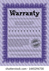 Violet Retro Warranty template. With complex background. Vector illustration. Superior design. 
