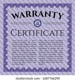 Violet Retro Warranty template. With complex background. Modern design. Vector illustration. 
