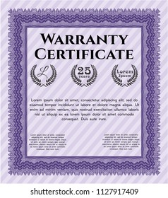 Violet Retro Warranty template. Customizable, Easy to edit and change colors. With great quality guilloche pattern. Good design. 