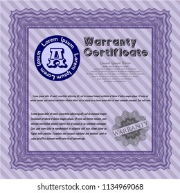 Violet Retro Warranty template. Customizable, Easy to edit and change colors. Printer friendly. Superior design. 