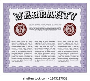 Violet Retro Warranty template. Customizable, Easy to edit and change colors. With linear background. Excellent design. 