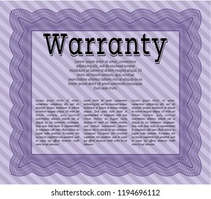 Violet Retro Warranty template. Customizable, Easy to edit and change colors. With complex background. Sophisticated design. 