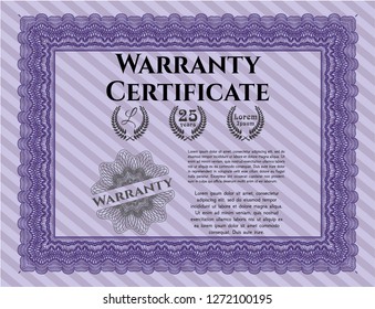 Violet Retro Warranty template. Customizable, Easy to edit and change colors. With complex linear background. Excellent design. 