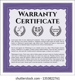 Violet Retro Warranty template. Customizable, Easy to edit and change colors. Easy to print. Retro design. 