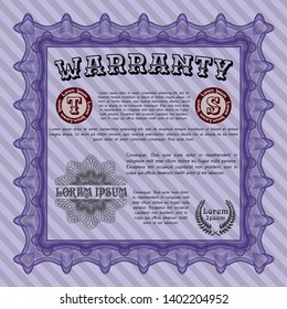 Violet Retro Warranty template. Customizable, Easy to edit and change colors. With great quality guilloche pattern. Excellent design. 