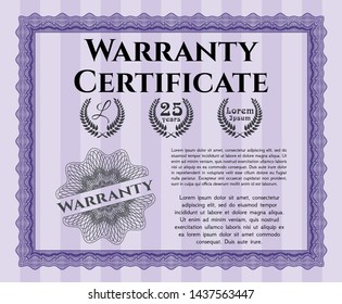 Violet Retro Warranty template. Customizable, Easy to edit and change colors. Printer friendly. Artistry design. 