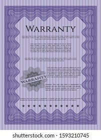 Violet Retro Warranty template. Customizable, Easy to edit and change colors. With guilloche pattern and background. Retro design. 