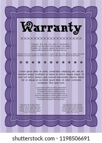 Violet Retro Warranty template. Retro design. Complex background. Customizable, Easy to edit and change colors. 